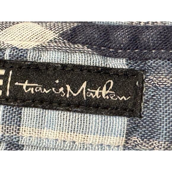 Travis Matthew Men's Plaid Button Up Shirt Size M Blue Short Sleeve Pocket - Picture 6 of 9
